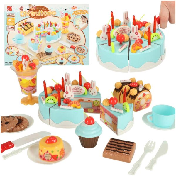 Birthday cake cutting kitchen 75 pieces blue 144007 1