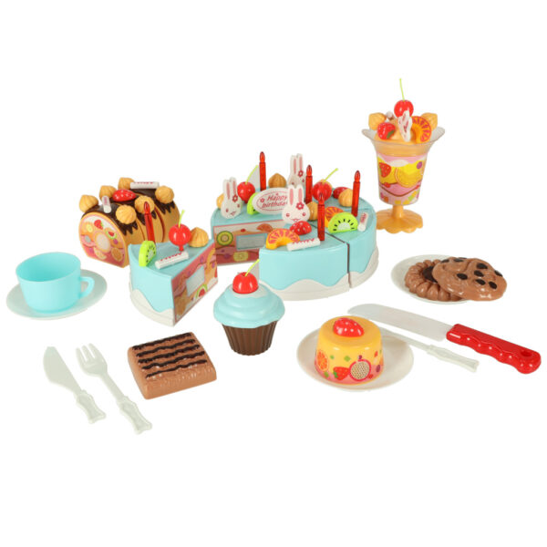 Birthday cake cutting kitchen 75 pieces blue 144008