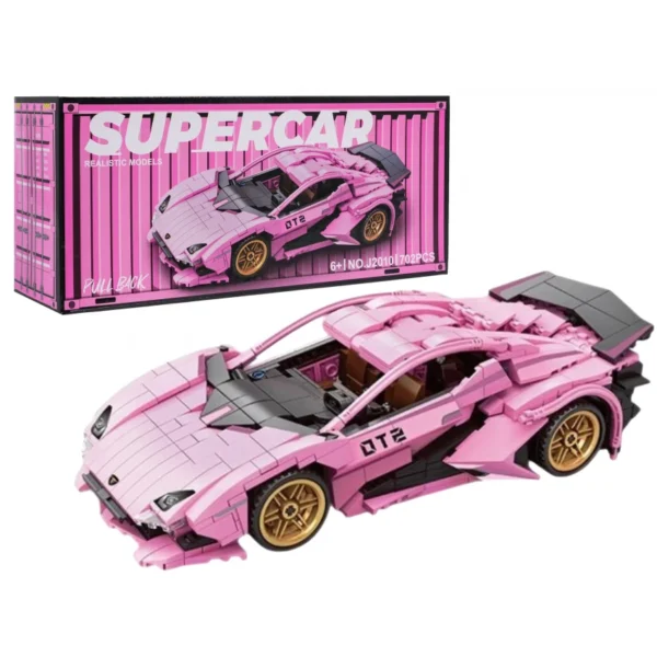 sports car building blocks set pink 702 pcs 1