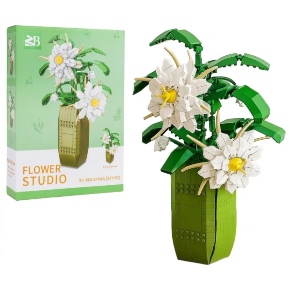 white flowers block set 571 pcs